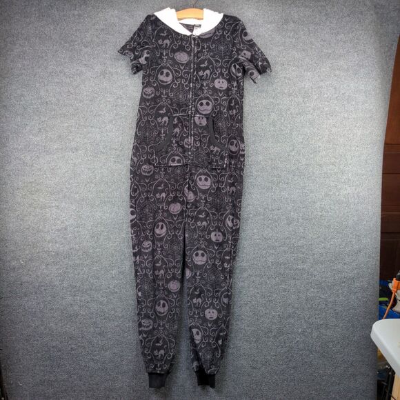 The Nightmare Before Christmas Jack Skellington One Piece Pajamas Small Black - Picture 2 of 13